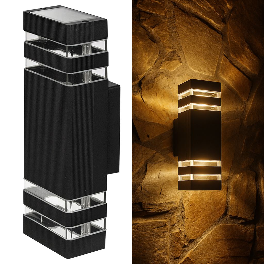MasterLED LED Außenwandleuchte - Doppelseitige Fassadenlampe Schwarz mit GU10-Fassungen, IP54 - Modern & Wetterfest