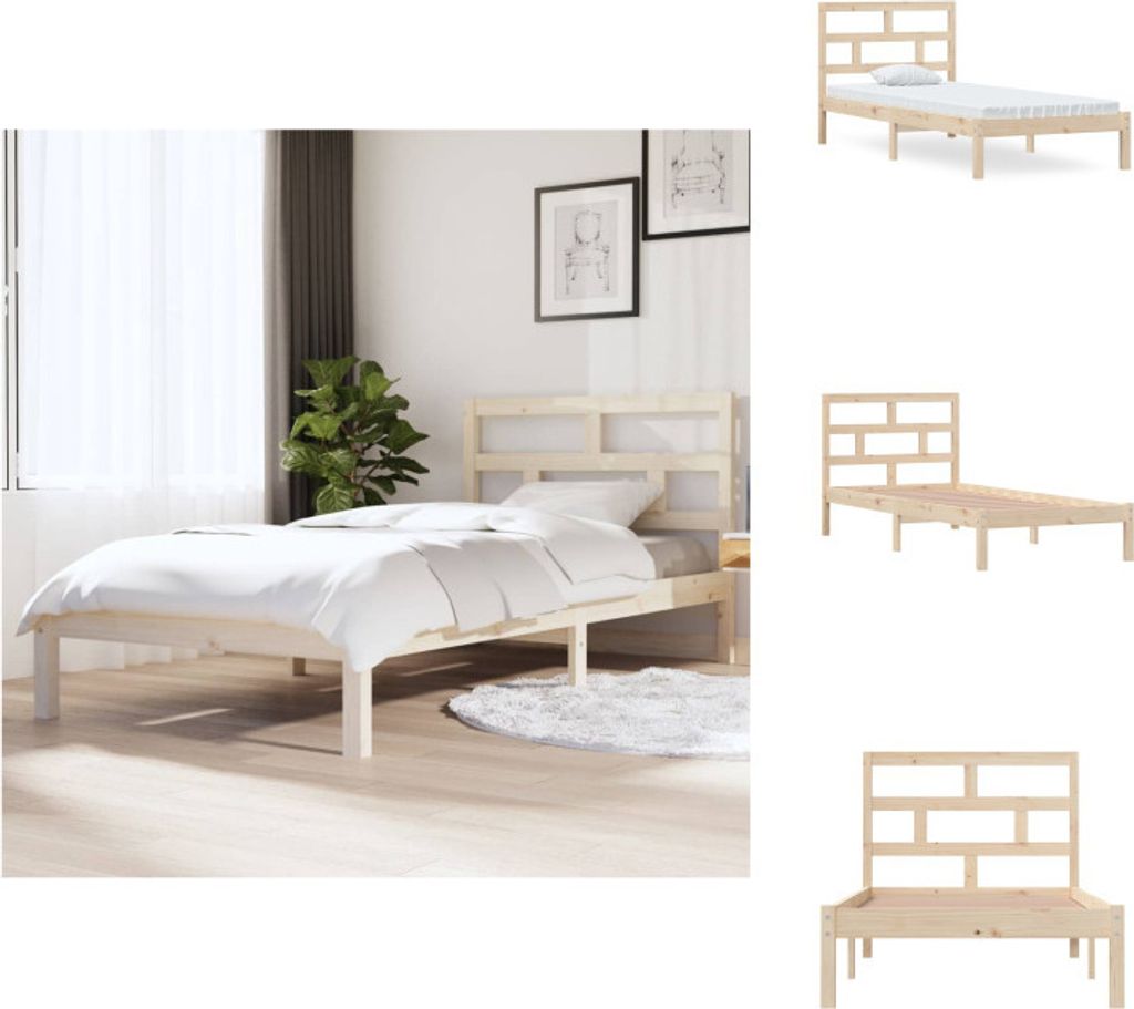 vidaXL Massivholzbett Kiefer 90x200 cm - Betten & Bettgestelle