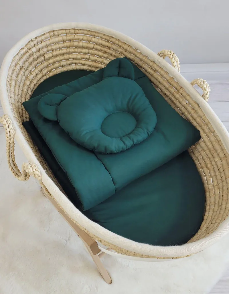 Ensemble de lit bébé Miś 2 pièces avec couette et coussin vert bouteille