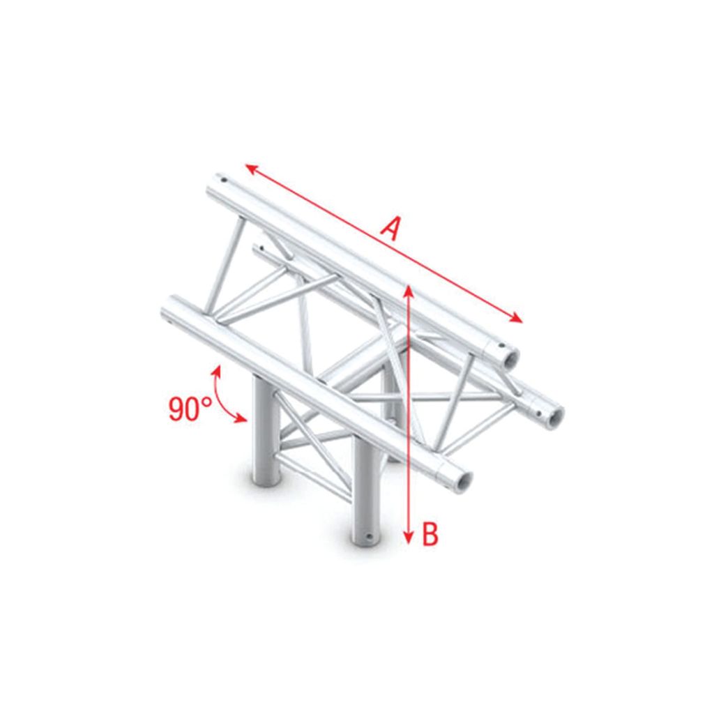 Milos Pro-30 Triangle P Truss - T-Cross vertical - 3-way - apex up - 50 cm ATB35Bsp - 90° corner - silver - P