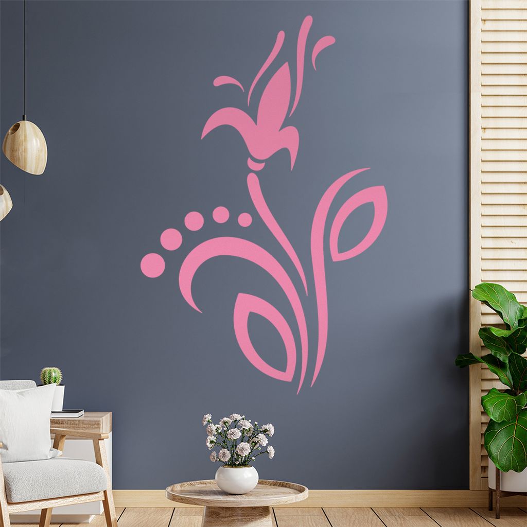 Blume - Linien Punkte Wandtattoo in 6 Größen - Wandaufkleber Wall Sticker - Dekoration, Küche, Wohnzimmer, Schlafzimmer, Badezimmer