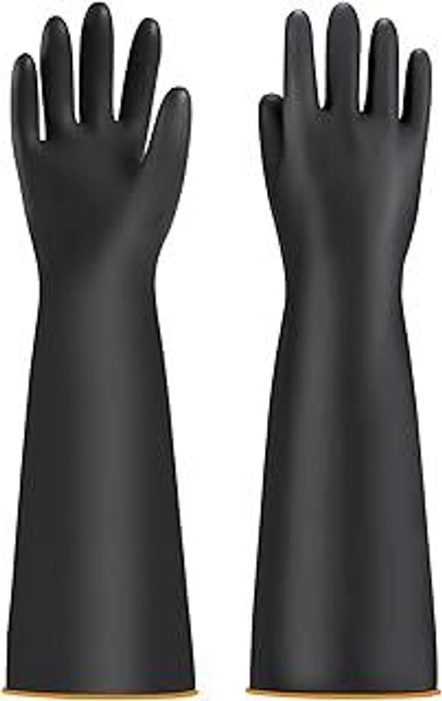 Handschuhe Säurefest Lang Gummihandschuhe Lang Handschuhe Chemikalienbeständig 55cm Rutschfest Abriebfest Chemikalienschutzhandschuhe,schwarz
