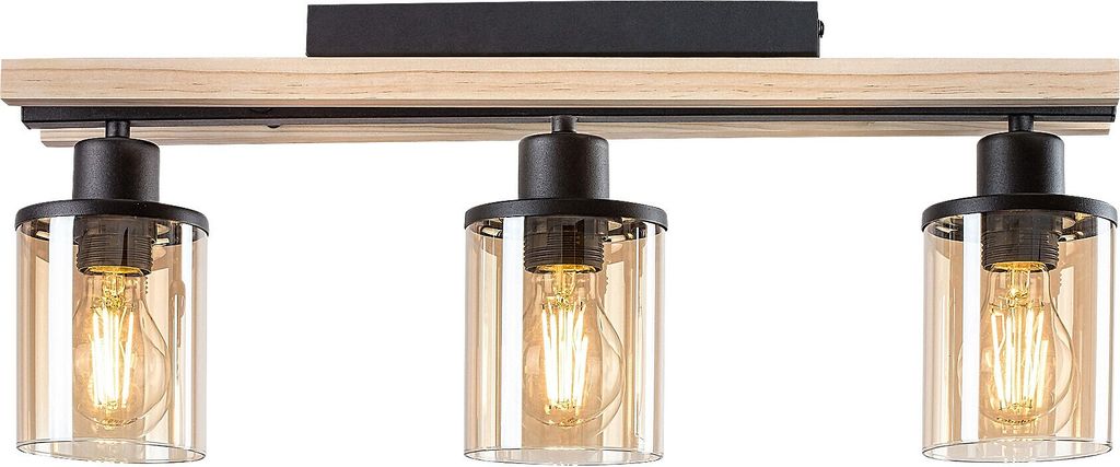 Rabalux 71083 Deckenleuchte 3 Spots Niylah, E27-Holz, schwarz-orange, rund, Modern, ø95mm