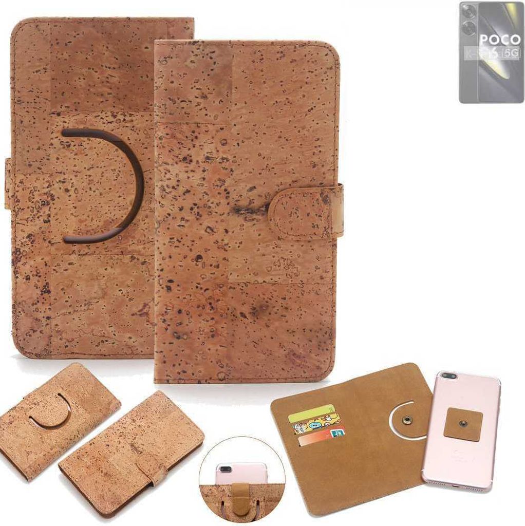 K-S-Trade Handy-Hülle Schutz-Hülle kompatibel mit POCO F6 Handyhülle Schutzhülle Korkhülle Kork-Hülle 1x