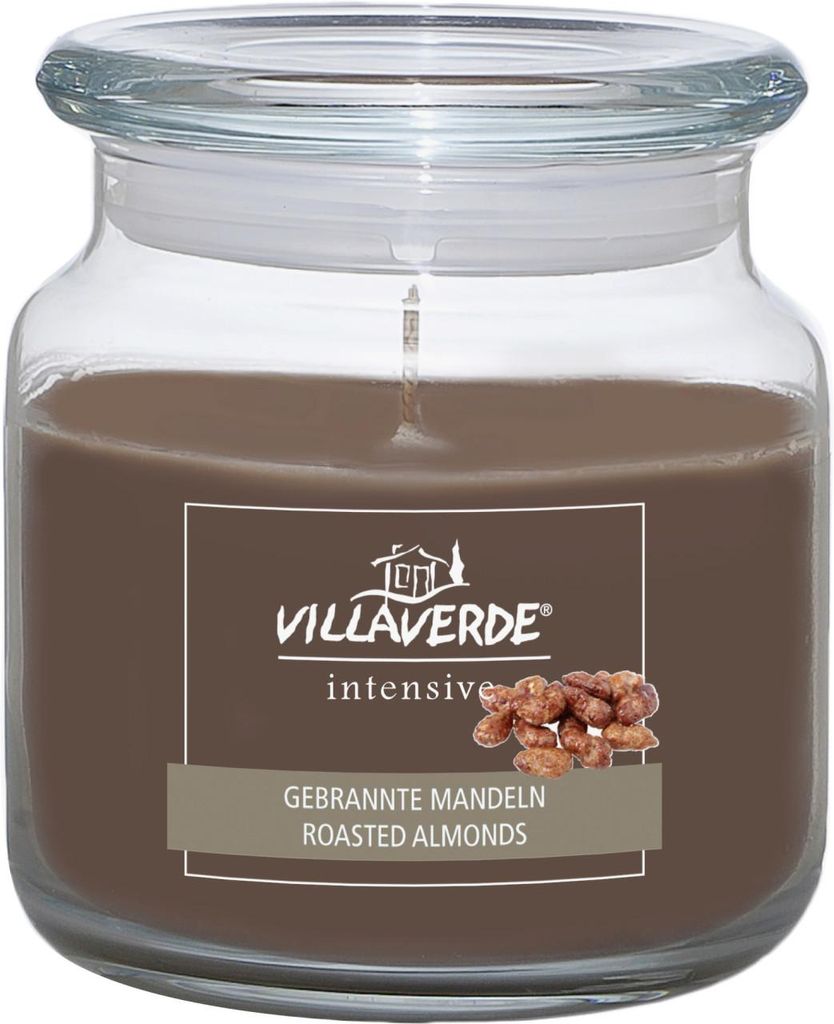 Duftkerze i.Glas JAR d10 h10cm m.Deckel Gebrannte Mandeln