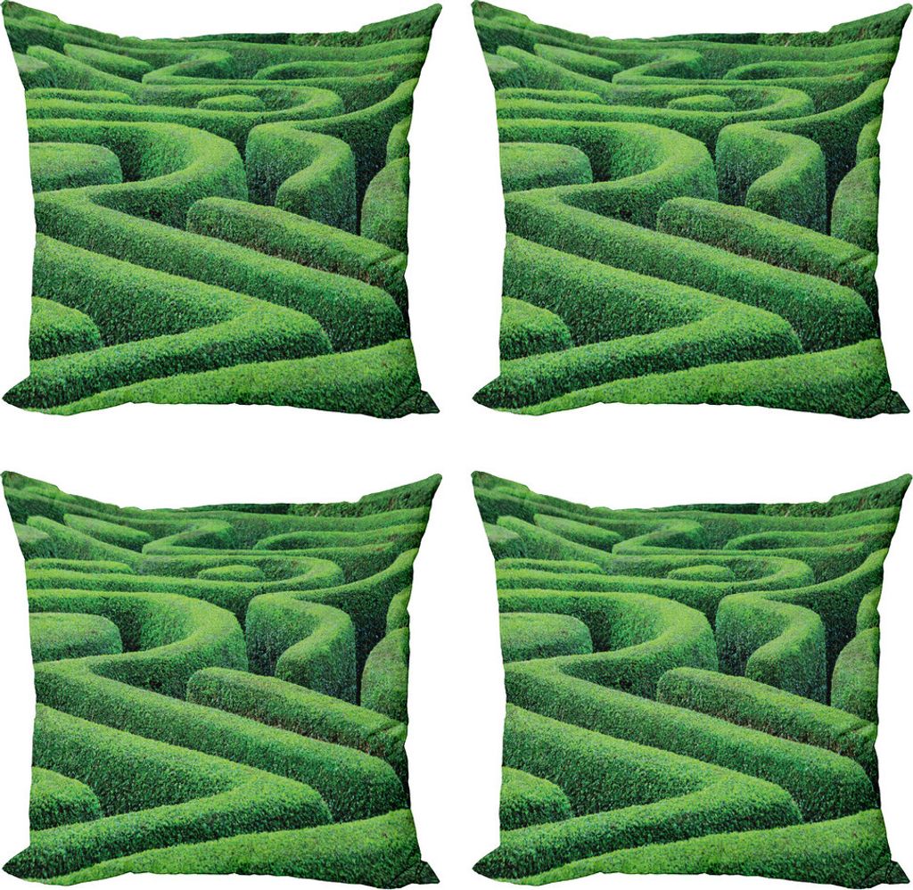 ABAKUHAUS Garten Kissenbezug Set (4 Stück), Green Plant Maze Park, Moderner Doppelseitiger Digitaldruck, 60 cm x 60 cm, Grün