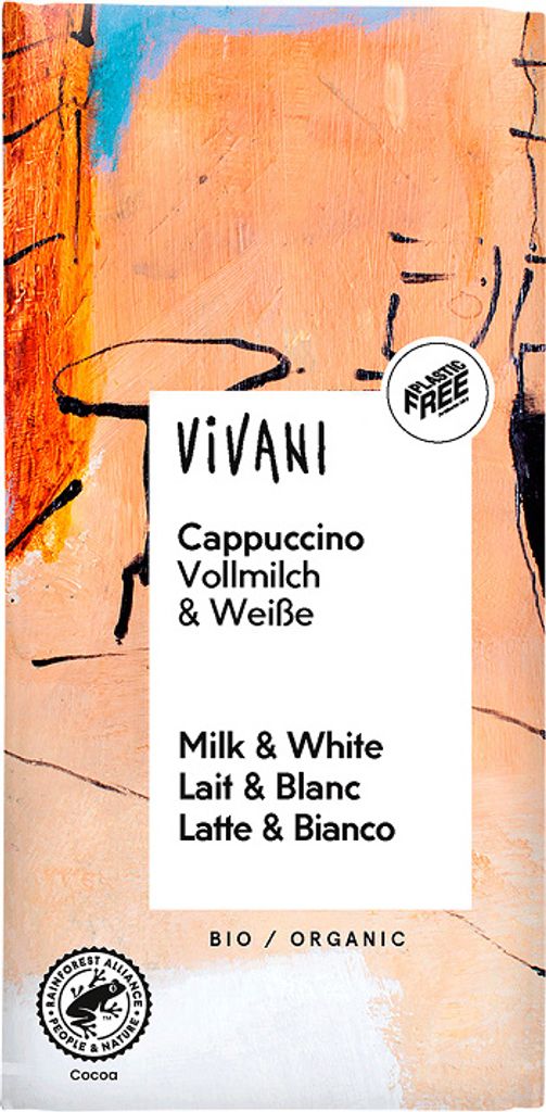 Vivani 285907, Mleczna i biała czekolada, 100 g, 2434 kJ, Zdjęcie produktu 