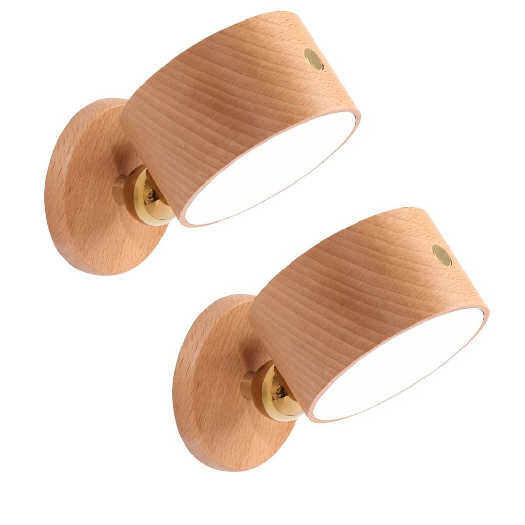 LED Holz-Wandlampe,360° drehbar, Produktbild 