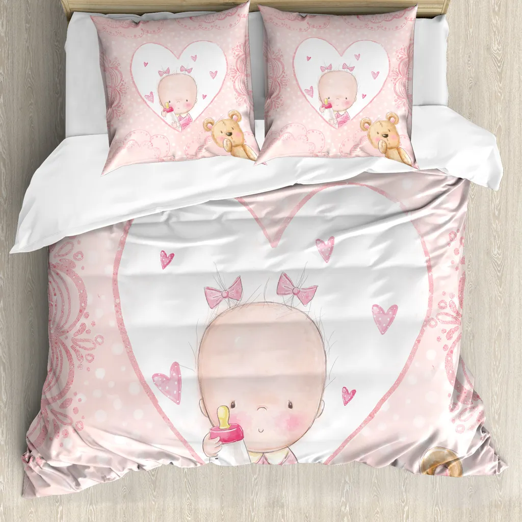 Parure de lit bébé ABAKUHAUS avec housse de couette anti-acariens