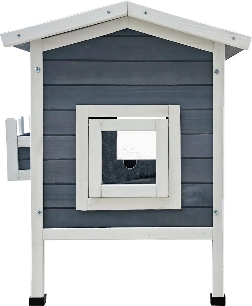 Maisonnette pour chat extérieure en bois avec pavillon et étage confort