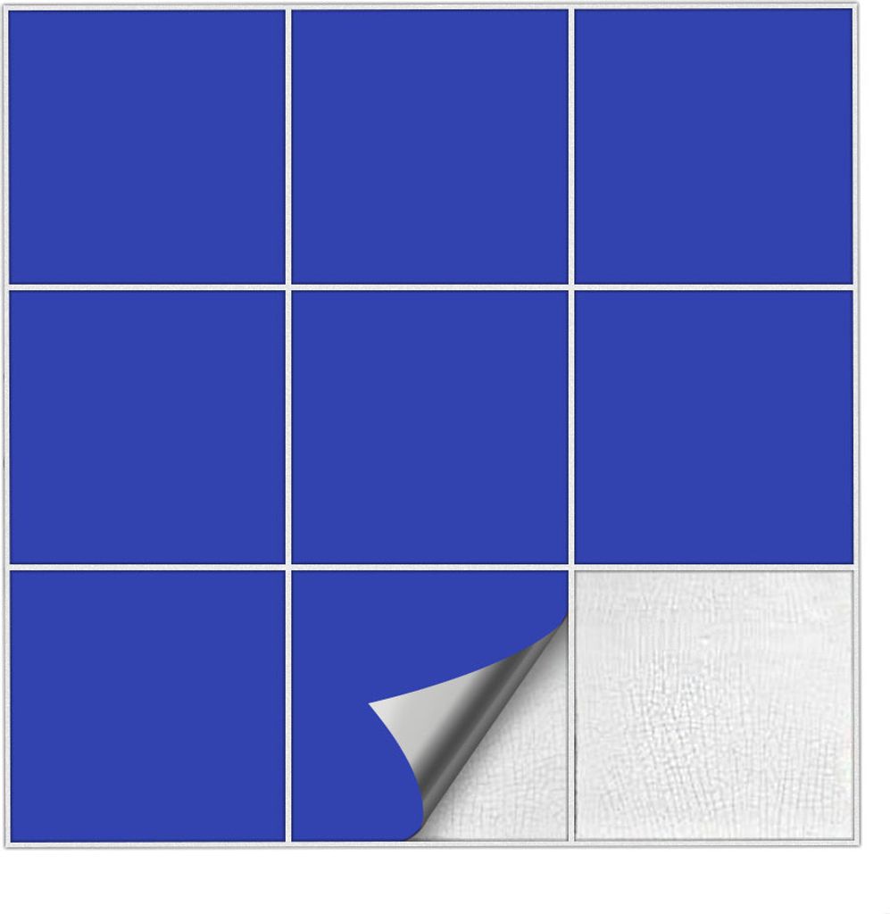 Fliesenaufkleber Für Bad, Küche etc Brillantblau 86 matt 9,6 x 9,6 cm 50 Stück