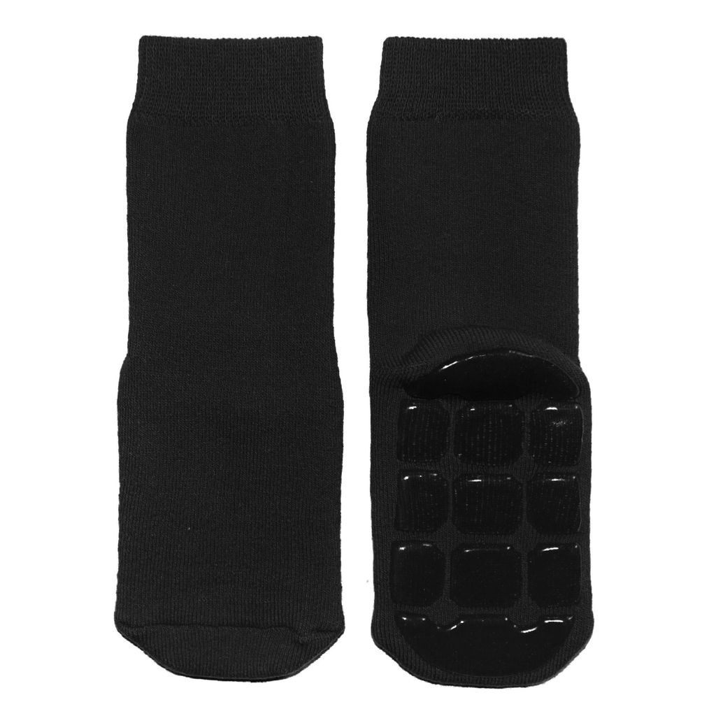 Kinder ABS-Socken aus Baumwolle Einfarbig: Turtle Schwarz Größe 31-34