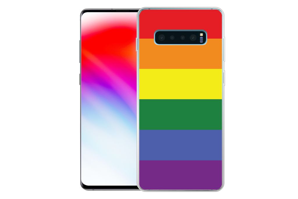 MuchoWow Handyhülle Schutzhülle Hülle für Samsung Galaxy S10 Plus Regenbogen - Stolz - Regenbogenfahne Silikon Softcase Handy Hülle - Schutz...