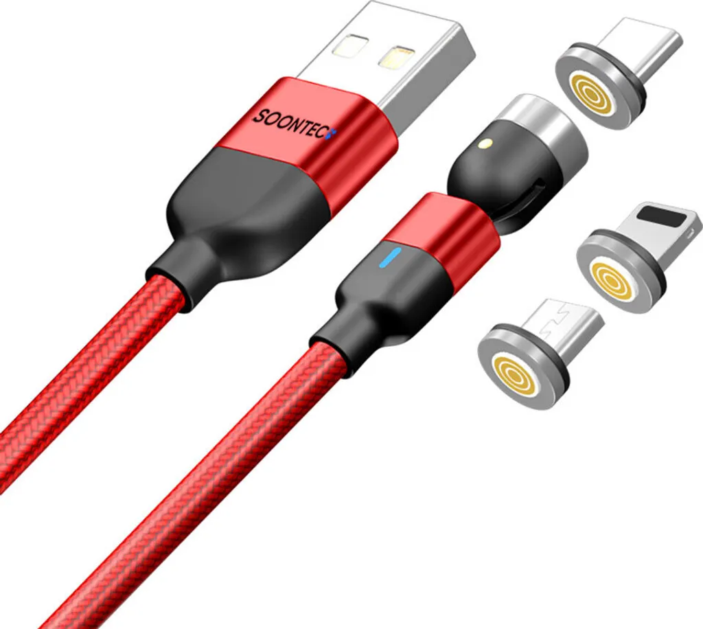 Organizza la Casa con i Cavi Magnetici SOONTEC Rosso 4 Pezzi - 2