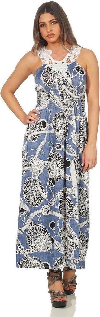 Damen Sommer-Kleid mit Muster; Blau/XL/XXL Produktbild 