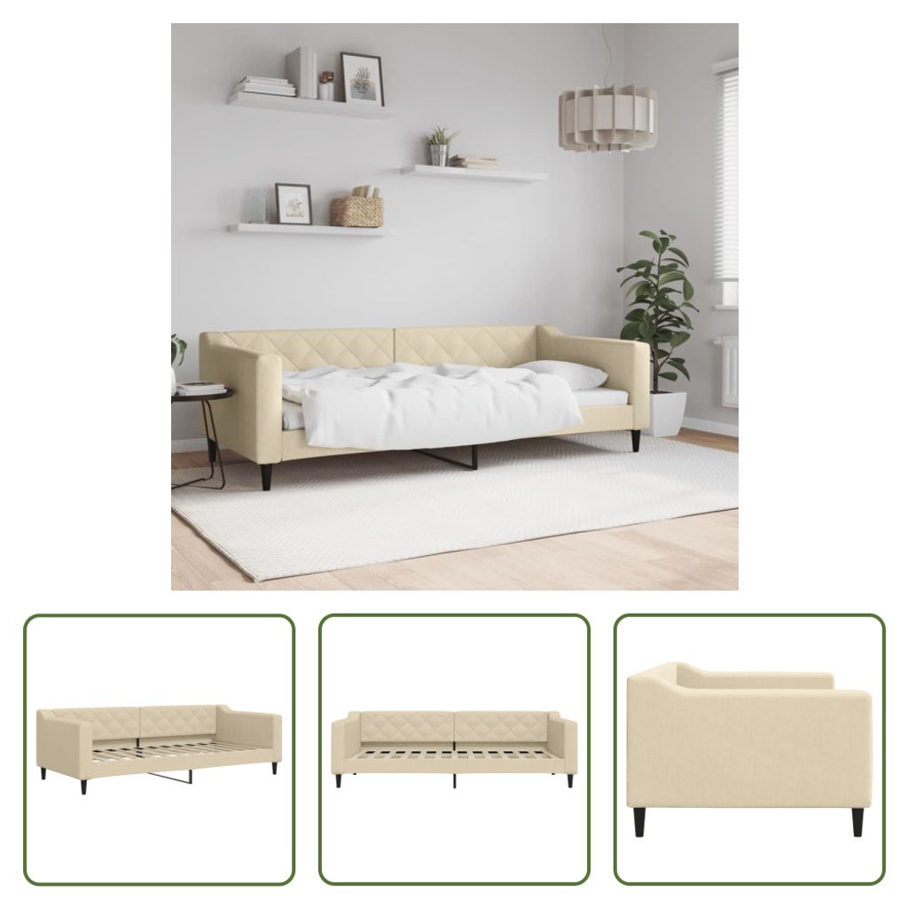 The Living Store Tagesbett Creme 90x200 cm Stoff
