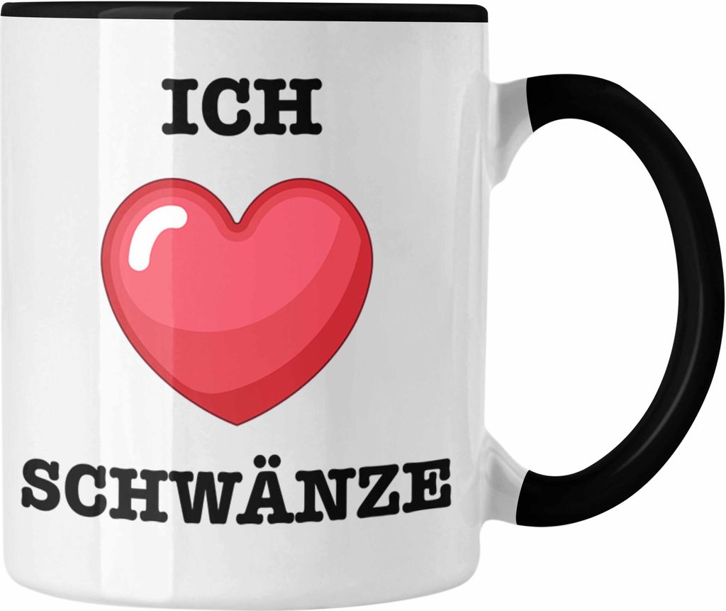 Trendation - Ich Liebe Schwänze Tasse Geschenk Versauter Humor 18+ Geschenkidee (Schwarz)