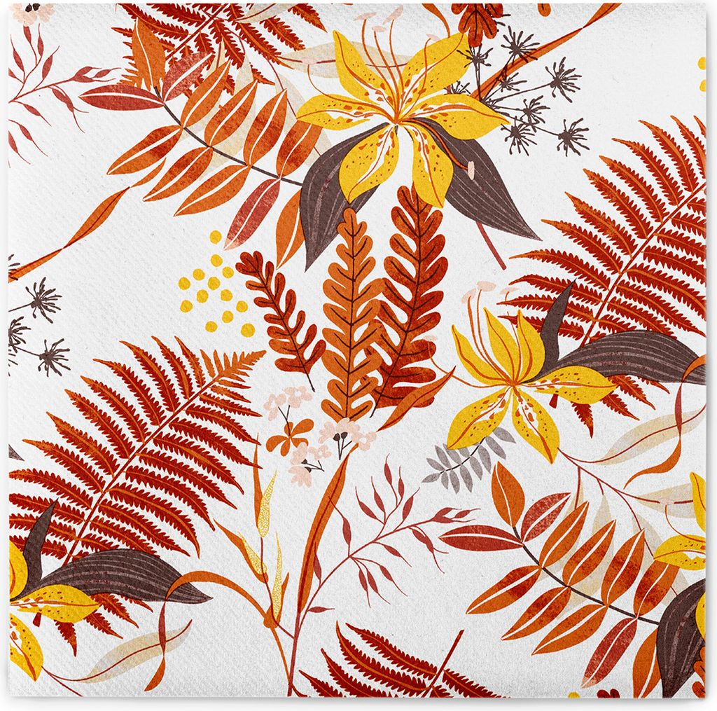 Airlaid Serviette Hennes in Weiss, 40 x 40 cm, 50 Stück - Mank - Floral Sträucher