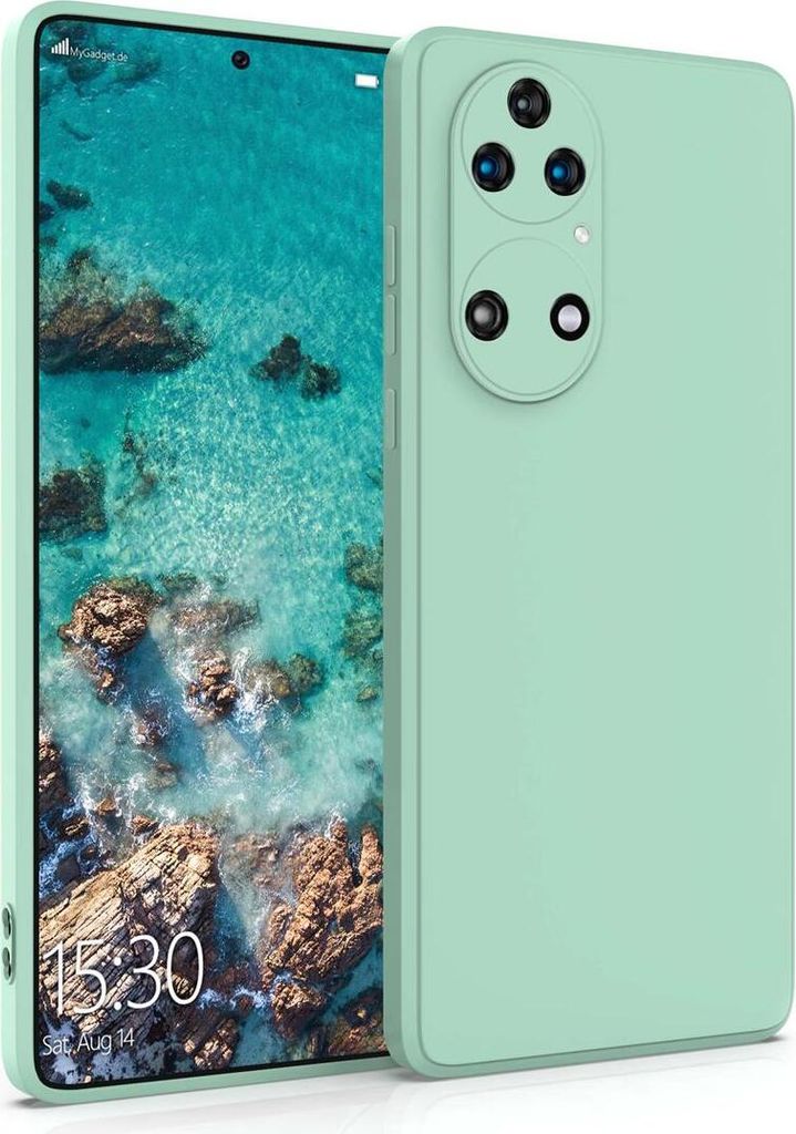 Hülle für Huawei P50 - Handyhülle mit Kameraschutz Cover aus Silikon in Mintgrün