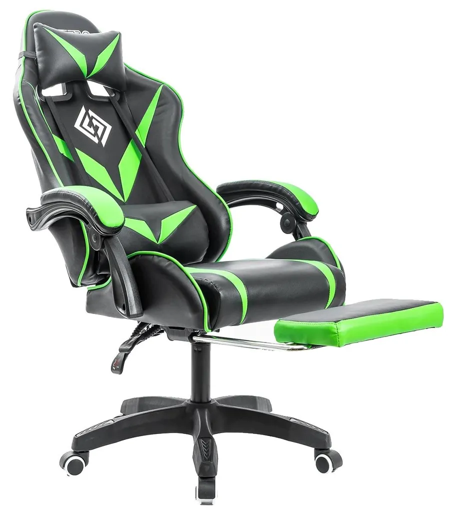 Chaise Gamer Ergonomique - Vert/Noir - Soutien Lombaire Réglable