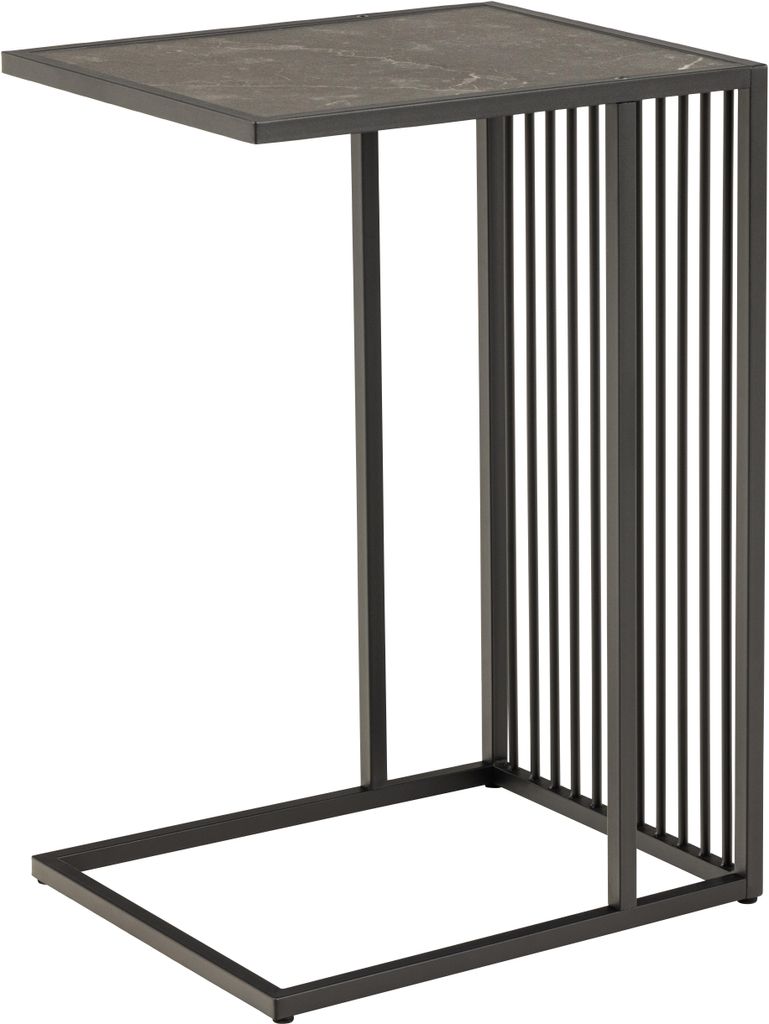 Beistelltisch aus schwarzem Marmor, Drahtgestell, 35x43x63 cm