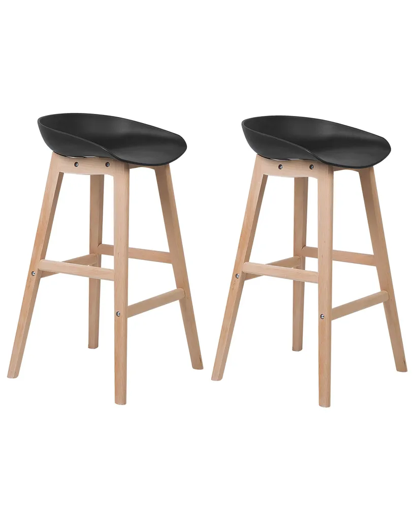 Tabourets de bar scandinaves 85 cm bois et noir pour îlot central