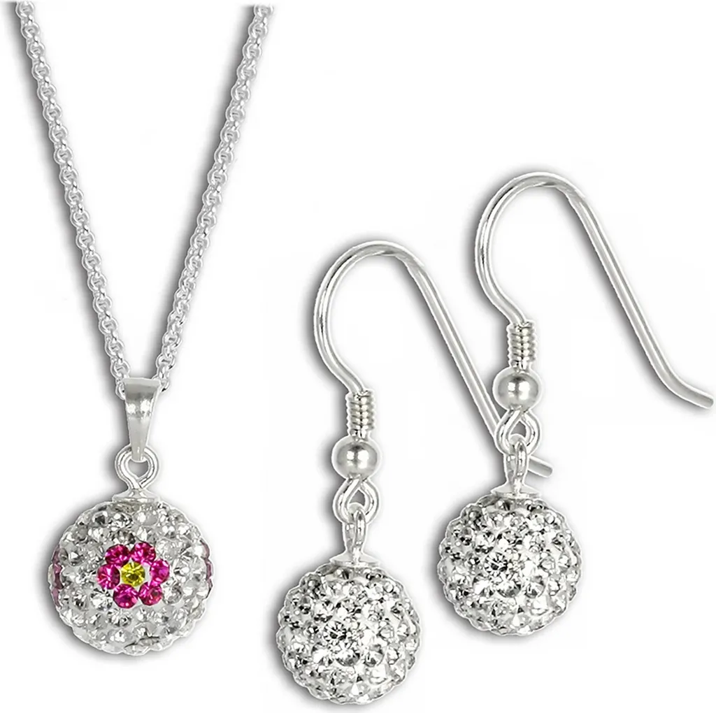 SilberDream Ensemble Bijoux Argent 925 Zirconium GSS003 Collier et Boucles