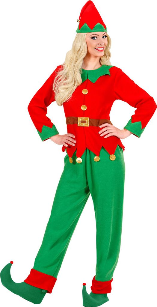 Weihnachtswichtel Kostüm für Damen rot-grün - S