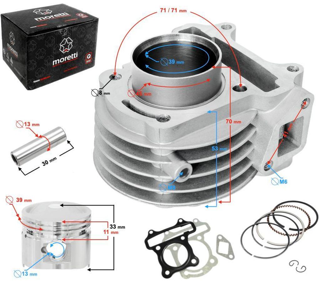 Cylindre pour scooter 50 cm³ 139QMB 4T, avec orifice pour Image du produit 