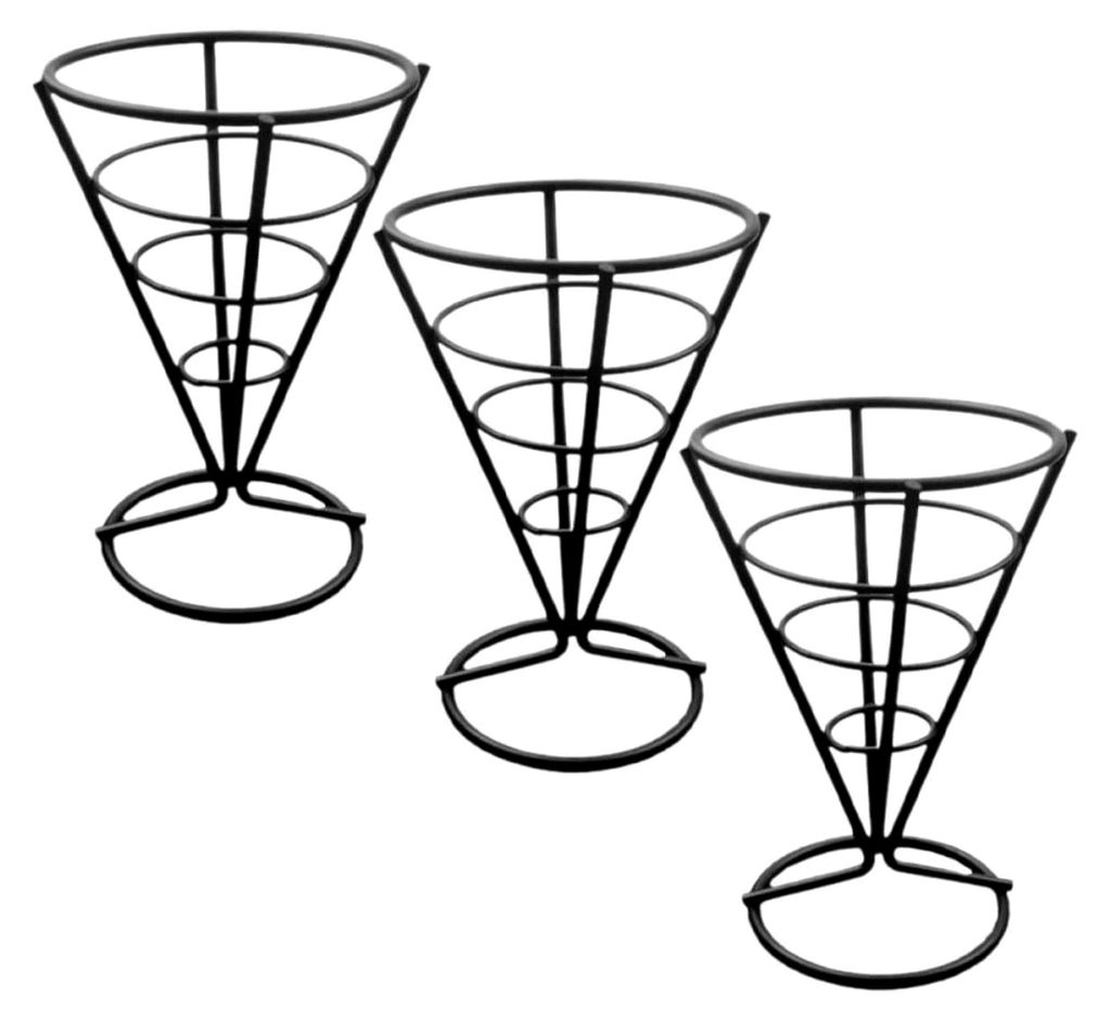 3 Stück Pommes Frites Körbe aus Edelstahl mit kegelförmigem Design, atmungsaktiv und stabil für die Küche und das Restaurant zum Servieren von...