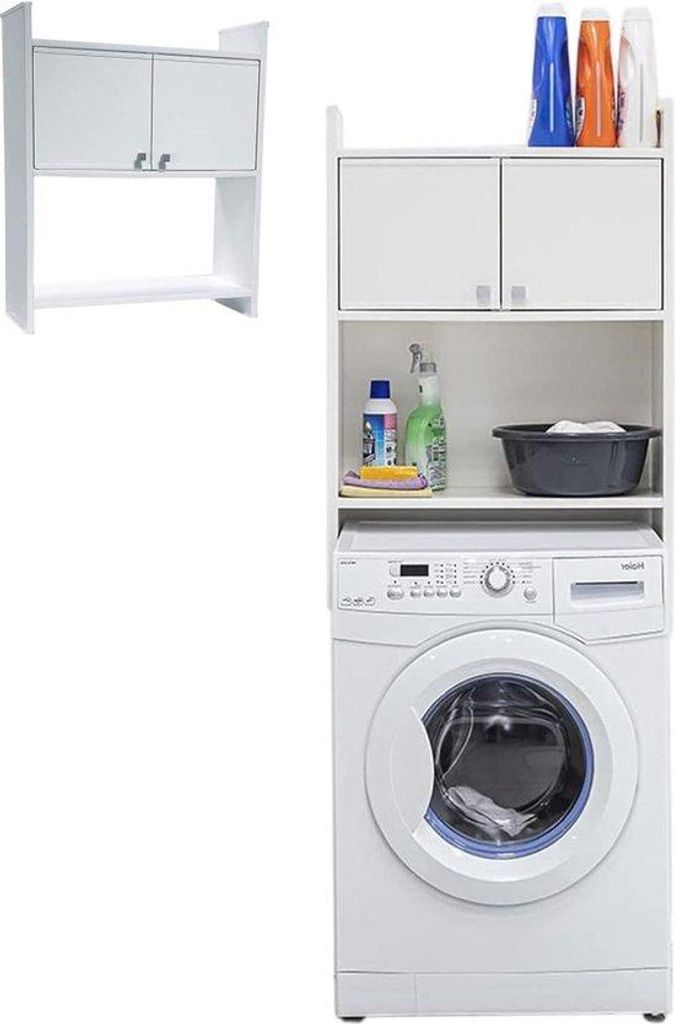 Wasserresistenter Wandhaken 65 x 264 x 78 cm weiß - PVC-Waschmaschinenhalter