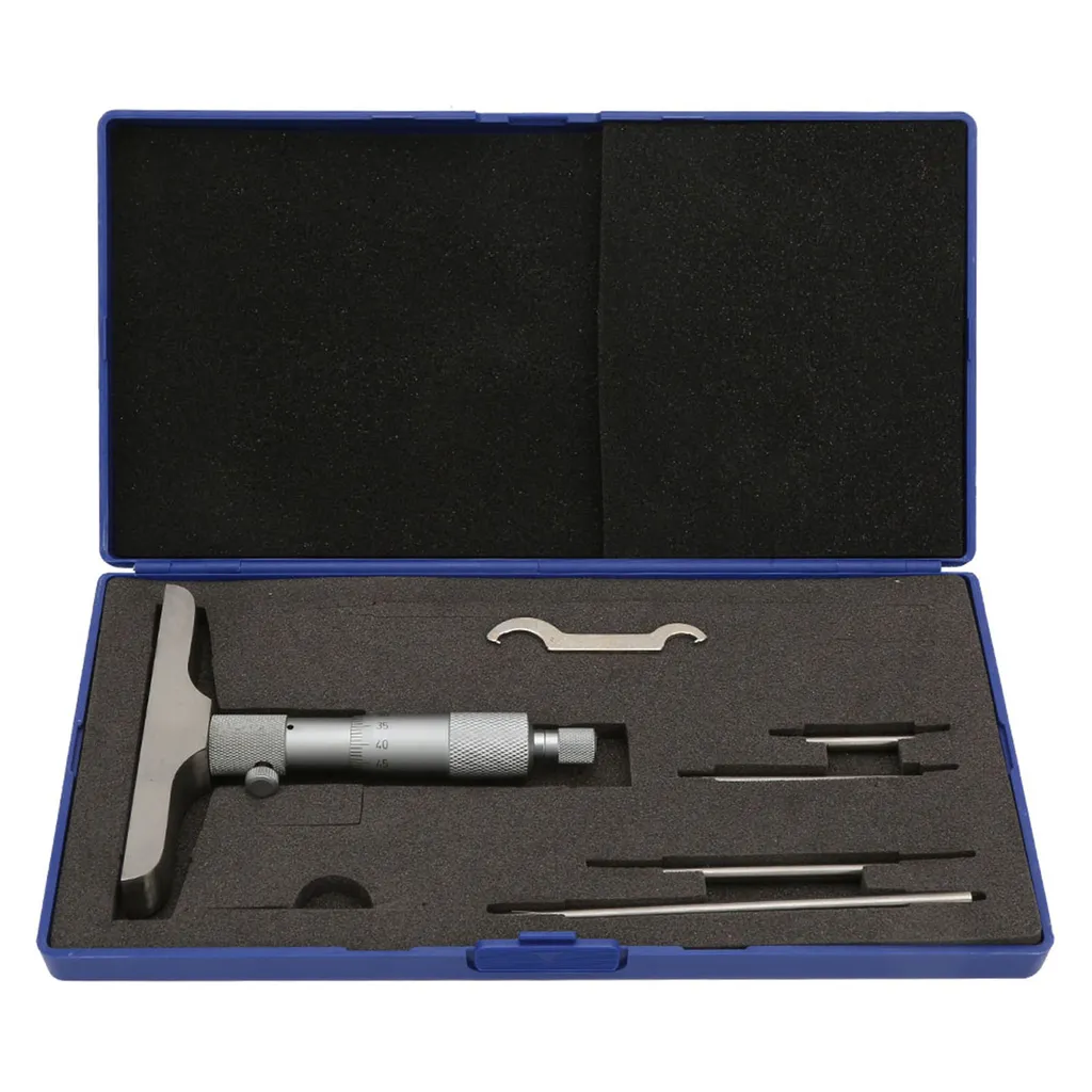 Micromètre de profondeur professionnel 0-100mm en acier trempé 0.01mm