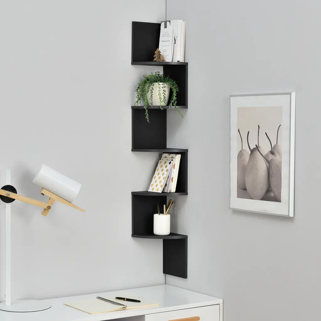 Gagnez de la place avec l'étagère murale noire matte design vintage