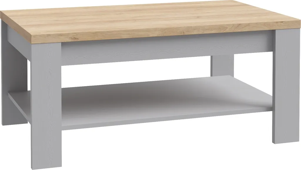 Table basse bois bicolore Chêne et Gris BOHOL - Structure Renforcée - 3