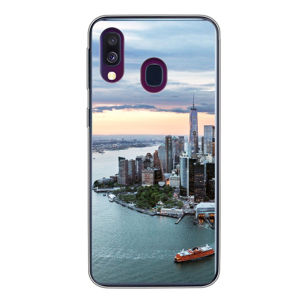 MuchoWow Handyhülle Schutzhülle Hülle für Samsung Galaxy A40 Luftaufnahme von New York Silikon Softcase Handy Hülle - Handy-Tasche