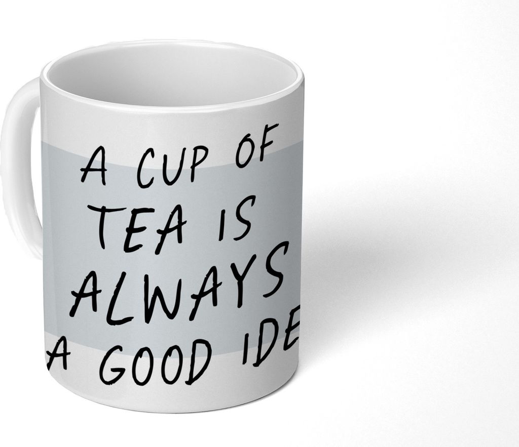 MuchoWow Tasse Kaffeetasse Kaffeebecher 350 ml Sprichwörter - Eine Tasse Tee ist immer eine gute Idee - Zitate - Tee Teetasse - Fototasse - Bech...