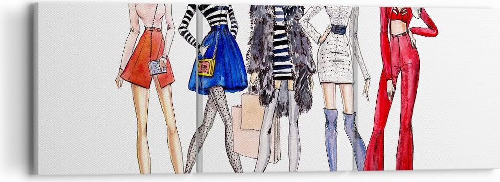 Bild auf Leinwand - Leinwandbild - Mode Mädchen Frau Einkaufen - 90x30cm - Wand Bild - Wanddeko - Leinwanddruck - Bilder - Kunstdruck - Wanddekora...