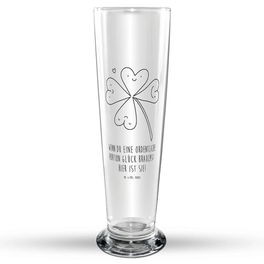 Mr. & Mrs. Panda Bierglas Blume Kleeblatt - Transparent - Geschenk, Bier Glas, Bierbecher, Neuer Job, Motivation, Garten, Umzug, Trinkglas, Glasbie...