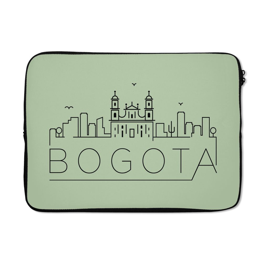 MuchoWow Laptop Hülle 14 ZollSkyline "Bogota" grün Laptoptasche - Laptoptasche - Stoßsicher - Schutzhaube