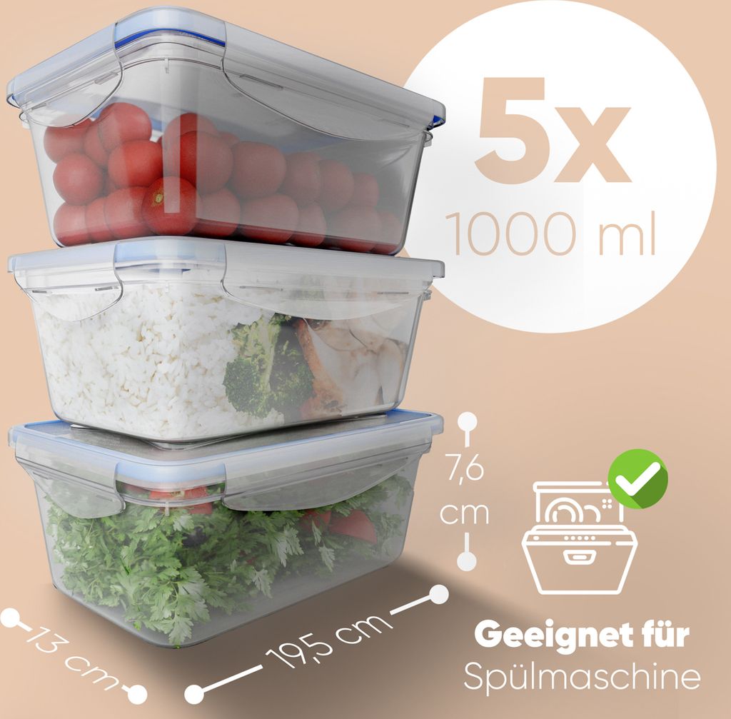 classbach® Frischhaltedosen mit Deckel | 5er Set | 100% Produktbild 4