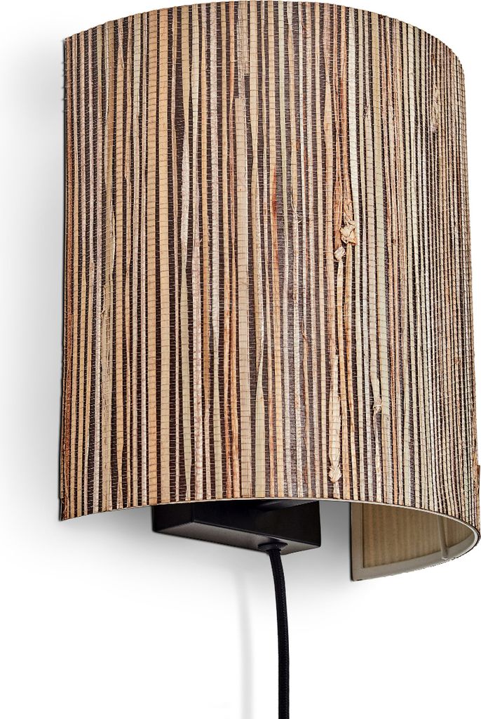 Iseo Wandlampe aus Metall/Seegras in Schwarz/Natur/Braun