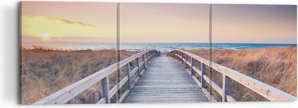 Bild auf Leinwand - Leinwandbild - 3 Teile - Weg Meer Brücke - 120x40cm - Wand Bild - Wanddeko - Wandbilder - Leinwanddruck - Bilder - Wanddekorat...