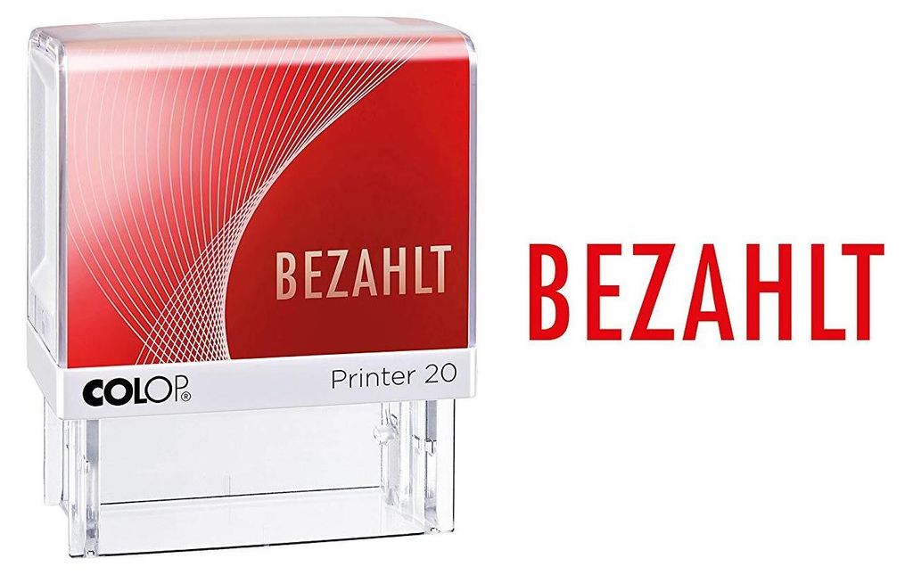 COLOP Textstempel Printer 20 "BEZAHLT" mit Textplatte Produktbild 