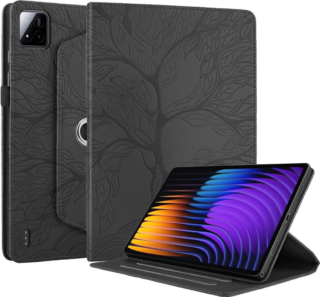 Tablet Hülle 360 Grad für Xiaomi Pad 8 / 8 Pro / Pad 7 7 Pro Baum Motiv Schwarz