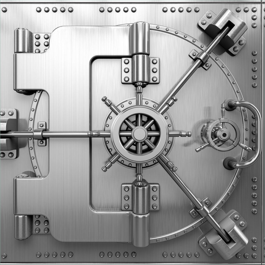 Wallario Möbeldesign - Glasplatte, Schutzplatte mit Motiv - geeignet für Ikea Lack Tisch, Größe: 55 x 55 cm, Motiv: Tresortür mit Öffnungsme...