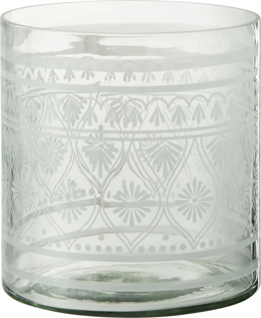 Photophore J-Line Déco Table Ambiance Verre Blanc Transparent Large