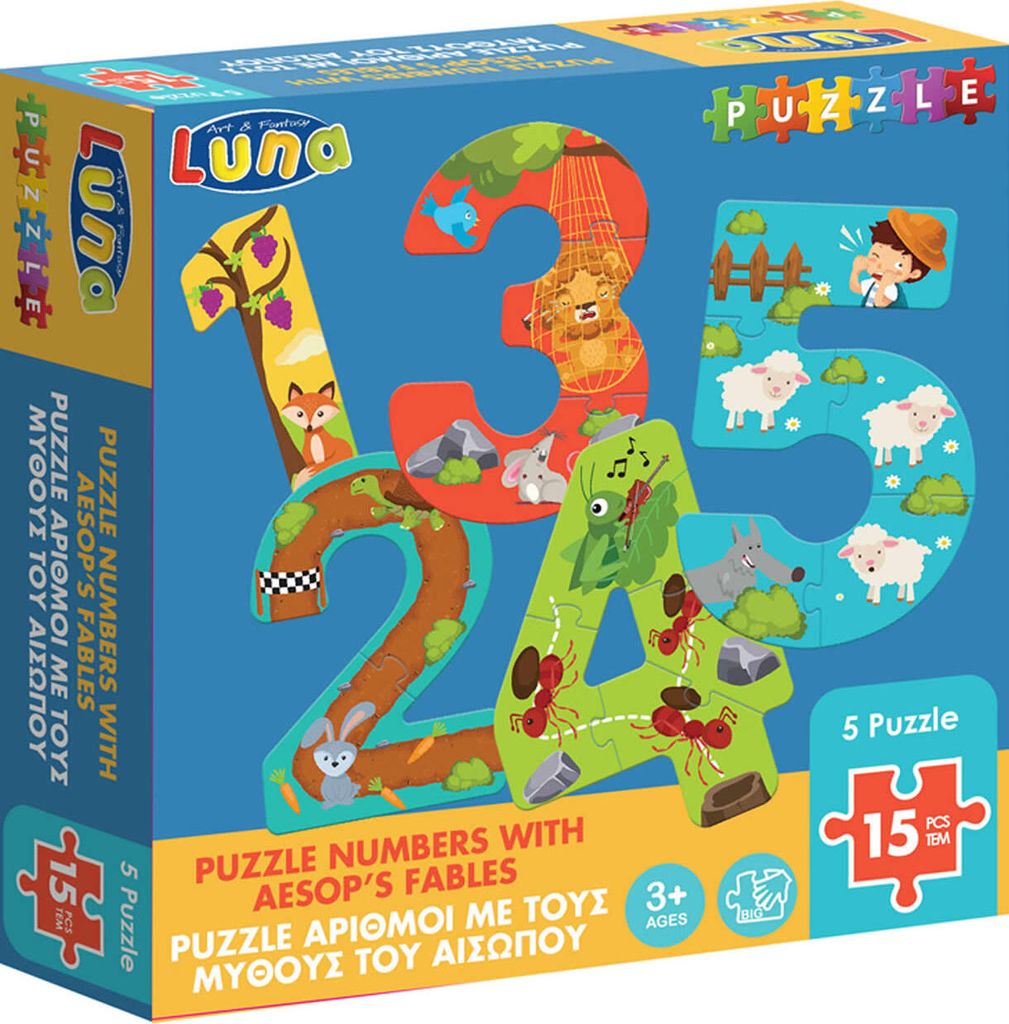 LUNA Puzzle Zä hlen mit Ä sop' s Fabeln ( 1,2,3,4,5 Teile)