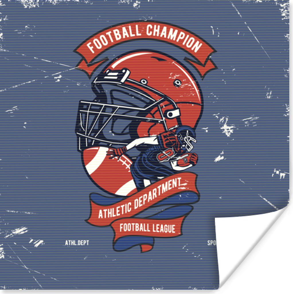 MuchoWow Poster Helm - Rugby - Retro 100x100 cm - Babyzimmer