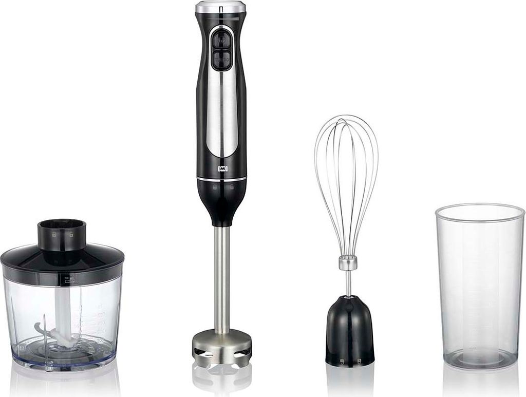 Melissa 16210069 - Stabmixer - Zerkleinerer, Schneebesen, Becher - 600W - Schwarz Edelstahl