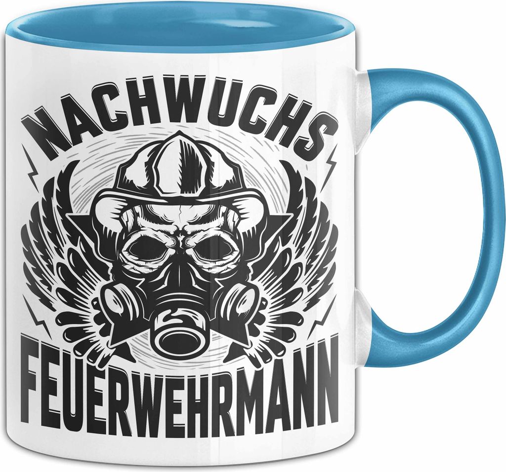 Nachwuchs Feuerwehrmann Tasse Geschenk Jungs Jungen Geschenkidee Freiwillige Feuerwehr Kaffee-Becher (Blau)